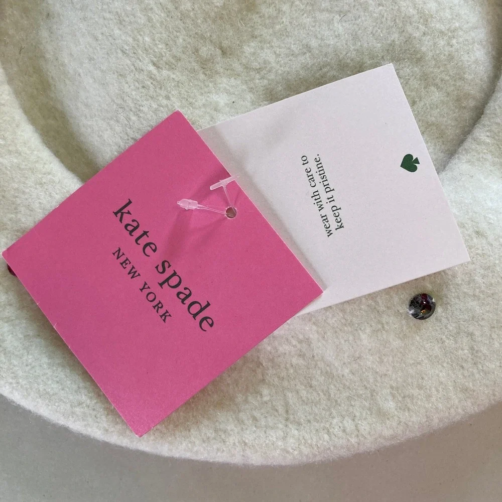 Kate Spade New York Rainbow Embellished Jewel Beret French Cream (One Size)